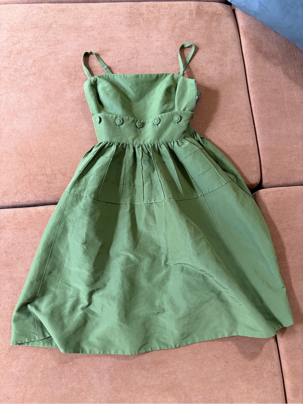 Women's Maeve Anthropologie Green Button Dress Silk Blend Size 2 New